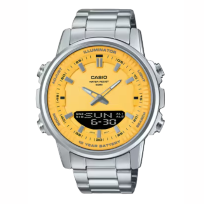 [10 Years Battery] Casio General AMW-880D-9AV Silver Stainless Steel Band Men Watch